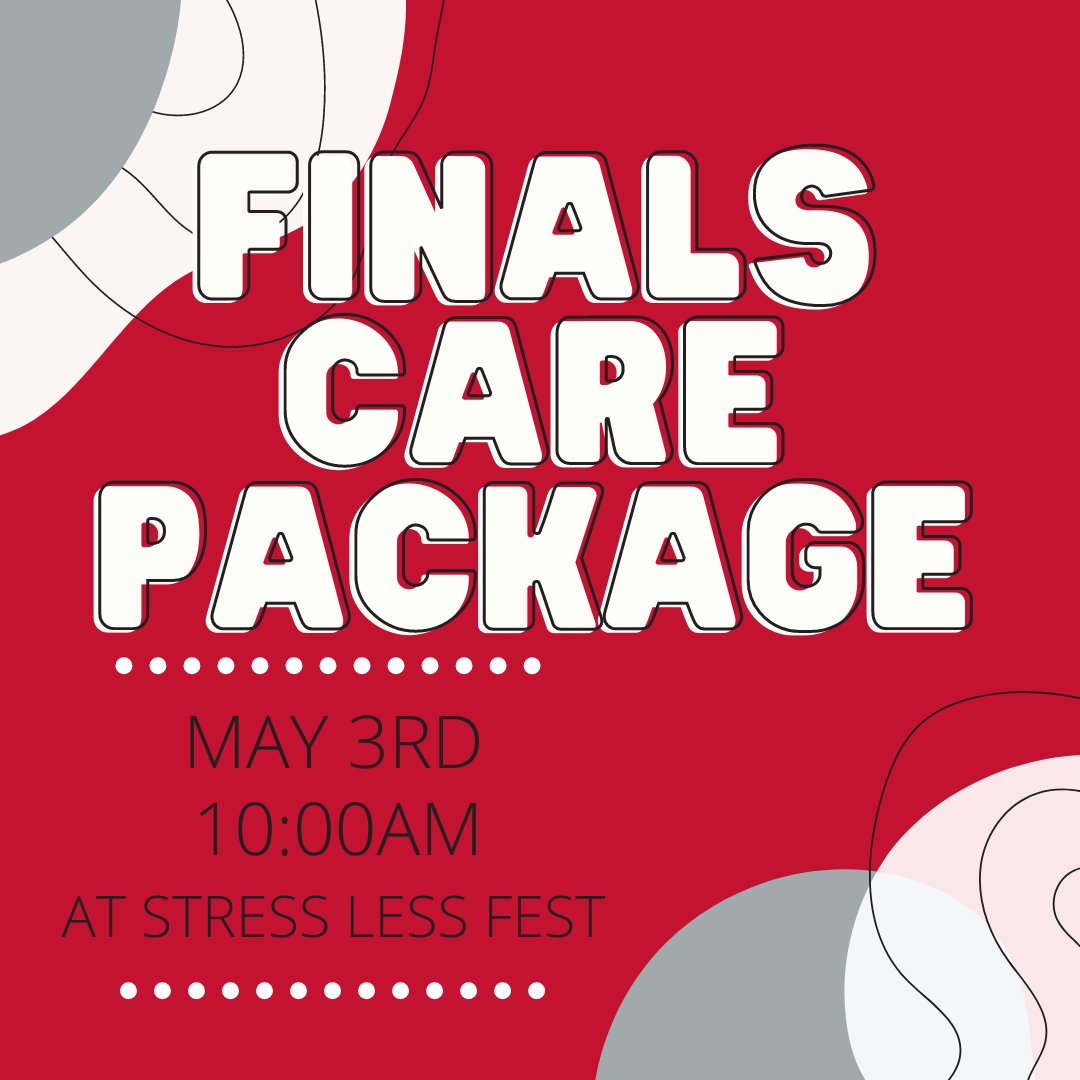 Make sure to come stop by Stress Less Fest tomorrow for our Finals Care Package!!