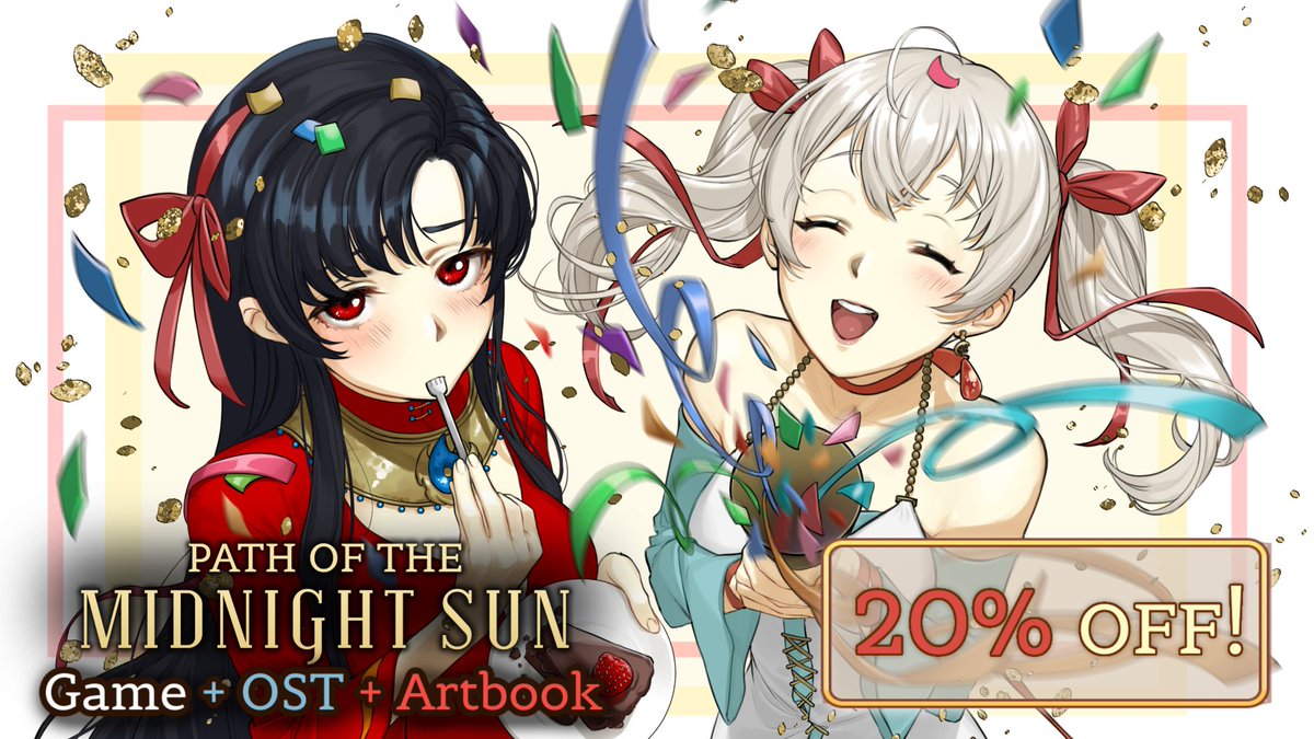 StudioDaimon's tweet photo. It's time, everyone!
✨To celebrate the release of the Collector's Edition, enjoy 20% OFF "Path of the Midnight Sun", our best-selling indie JRPG-VN on Steam!✨

This is the cheapest the game will be for several weeks, so don't miss out on this opportunity!

#indiegames #PotMS https://t.co/q6FGnF7wZ1
