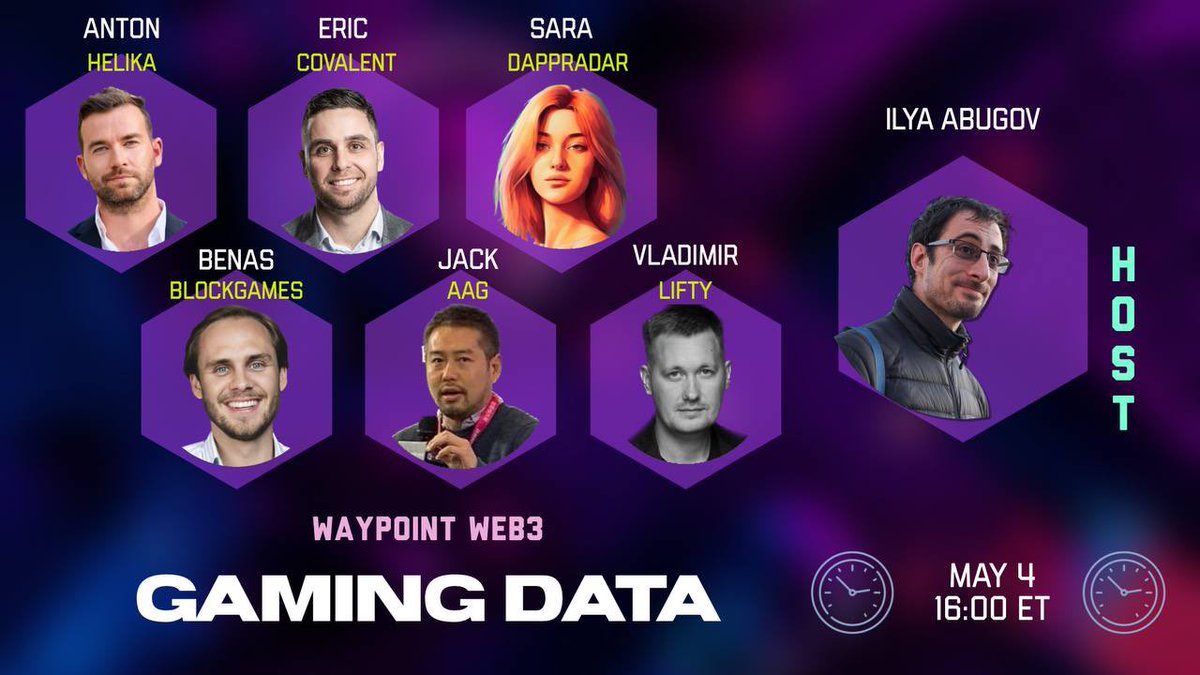 AbugovIlya's tweet image. Data is king in the metaverse, so on the next #WaypointWeb3 we discuss gaming data with:

@avumnov @HelikaAnalytics 
@eash0x @Covalent_HQ 
@saragher22 @DappRadar 
@benbaltram @GetBlockGames 
@juminoz @aag_ventures 
@Vladimir_DeFi @lifty_io 

Don’t miss it: