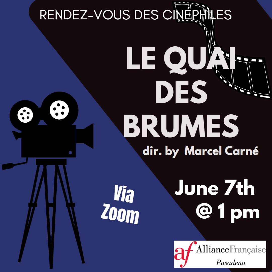 Rejoignez Katherine le 7 juin à 13h via Zoom pour discuter du film de Marcel Carné, intitulé 'Le Quai des Brumes', sorti en 1938.
#frenchfilm #frenchculture #frenchlanguage #french #AFDP #alliancefrançaise #CineClub