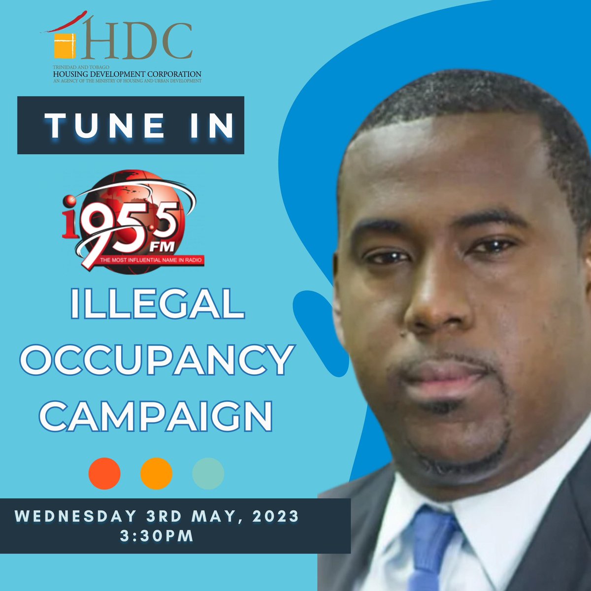 HOMEwithHDC's tweet photo. Tune In to @i95.5fm tomorrow at 3:30pm to hear our Corporate Services, Divisional Manager, Jeremy Campbell discuss Illegal Occupancy. 

#HDC
#HDCWorkingForYou https://t.co/50sklHMBgm