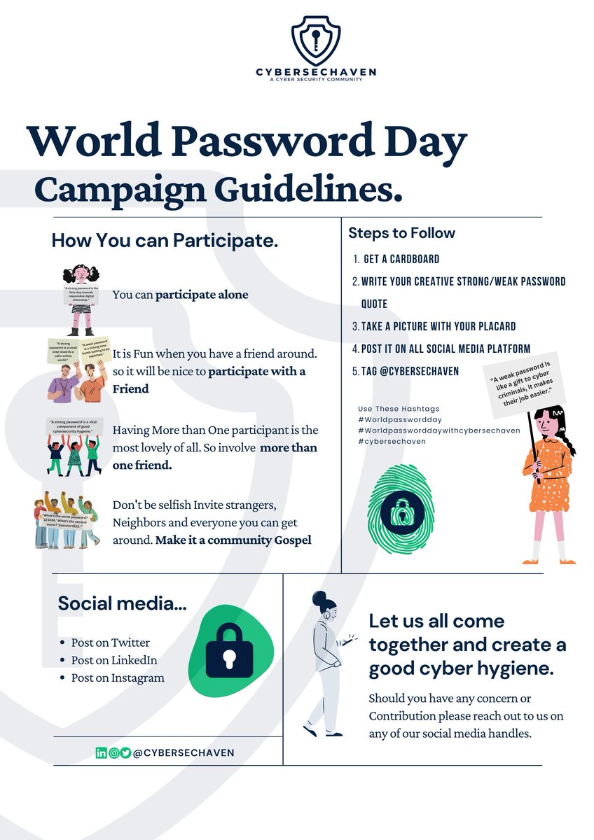 cybersechaven's tweet image. In celebration of the "World Password Day" coming up on the 4th of may, we have arranged a perfect way that we could all participate. Please look through the campaign guideline below 👇

#WorldPasswordDay #WorldPasswordDaywithcybersechaven #May2nd #MetGala #JacksonWangMetGala