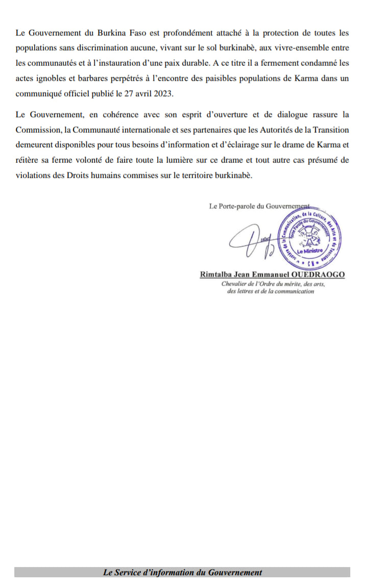 sigbf's tweet photo. #Communiqué
Le Gouvernement du Burkina Faso a été très surpris du contenu d’un tweet du 27 avril 2023, publié au nom de la #CEDEAO...

lire 👇👇👇
https://t.co/I1yUIlMxZd

#Com_Gouv_BF
#SIGBurkina
#BurkinaFaso https://t.co/RTZzPKLskM