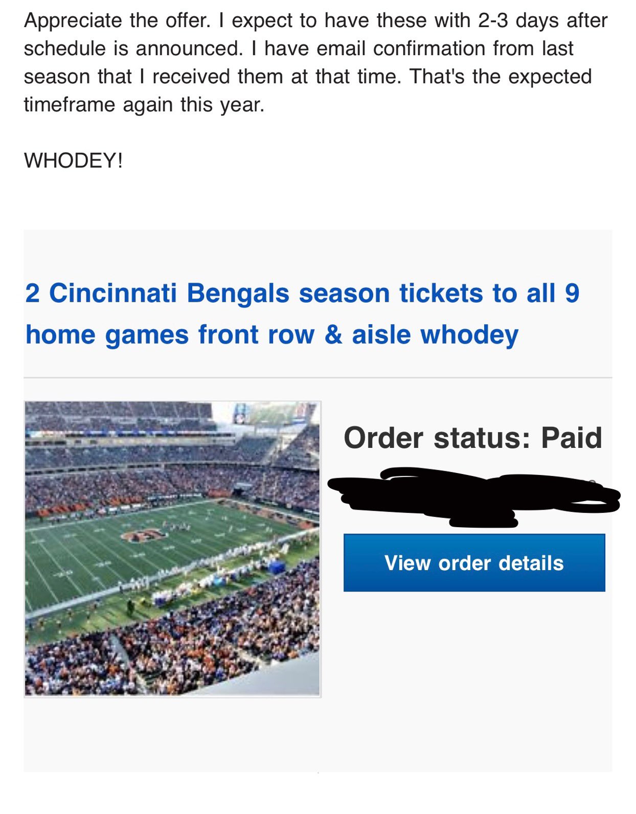 Braxton Wheeler on Twitter: 'I OFFICIALLY AM A BENGALS SEASON TICKET  HOLDER, WON A BID ON   FOR TWO TICKETS. #RuleTheJungle   / Twitter