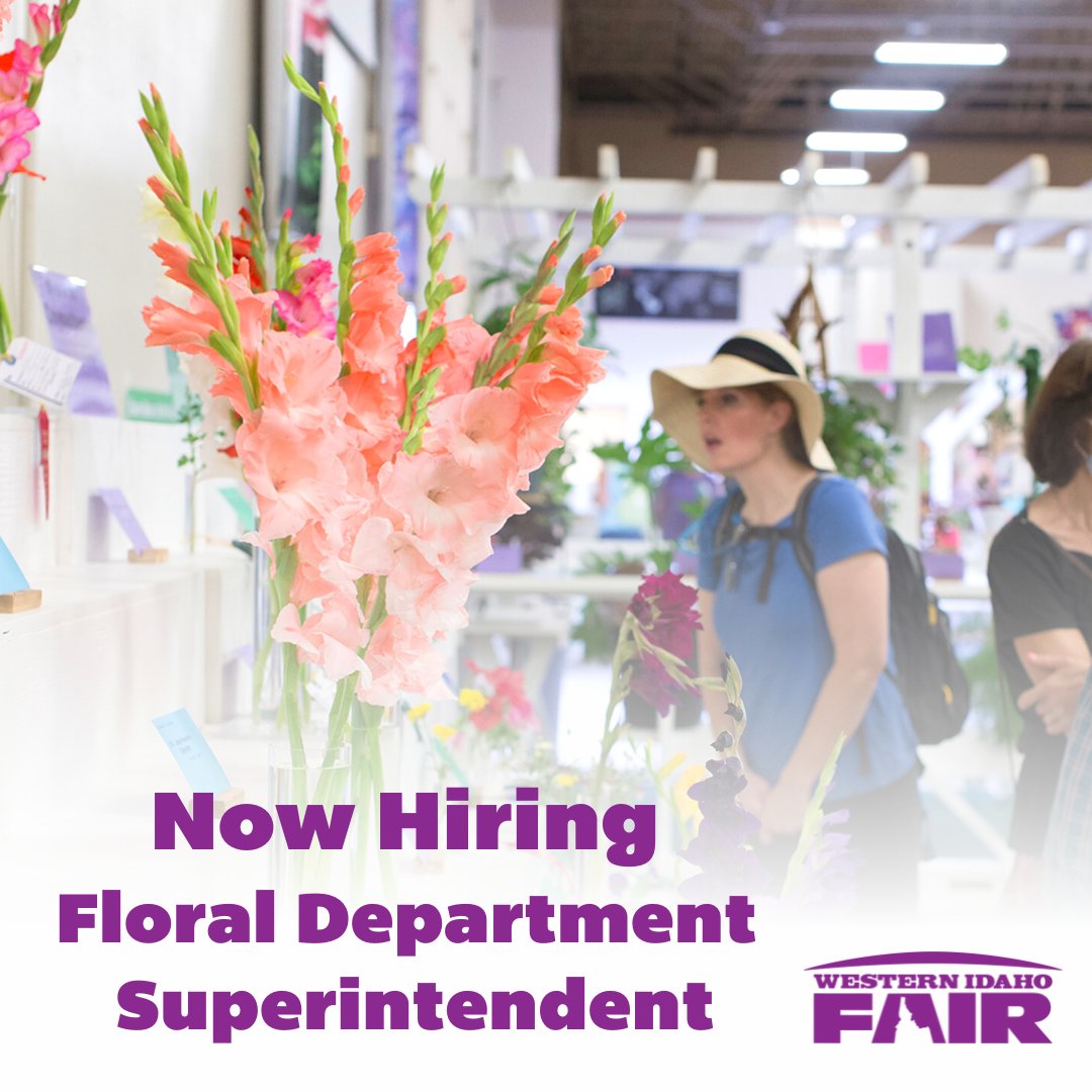 Now hiring Floral Department Superintendent!

Contact the Premium Office at premiumoffice@idahofair.com to apply and for more information.