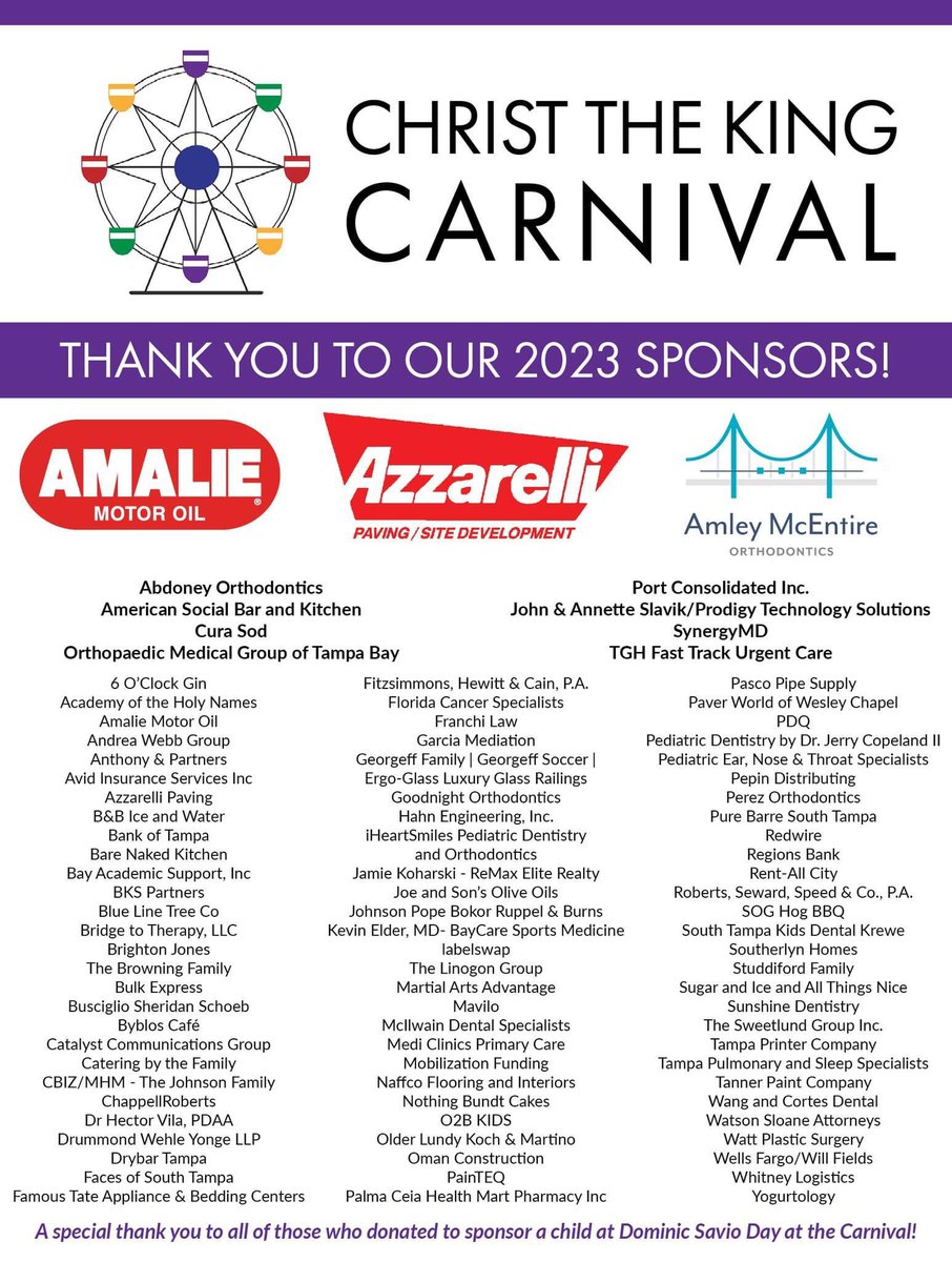 Carnival 2023 was a huge success! A special thank you to all of our sponsors, to our parents and volunteers, and to our Carnival Executive Committee for an incredible community event!