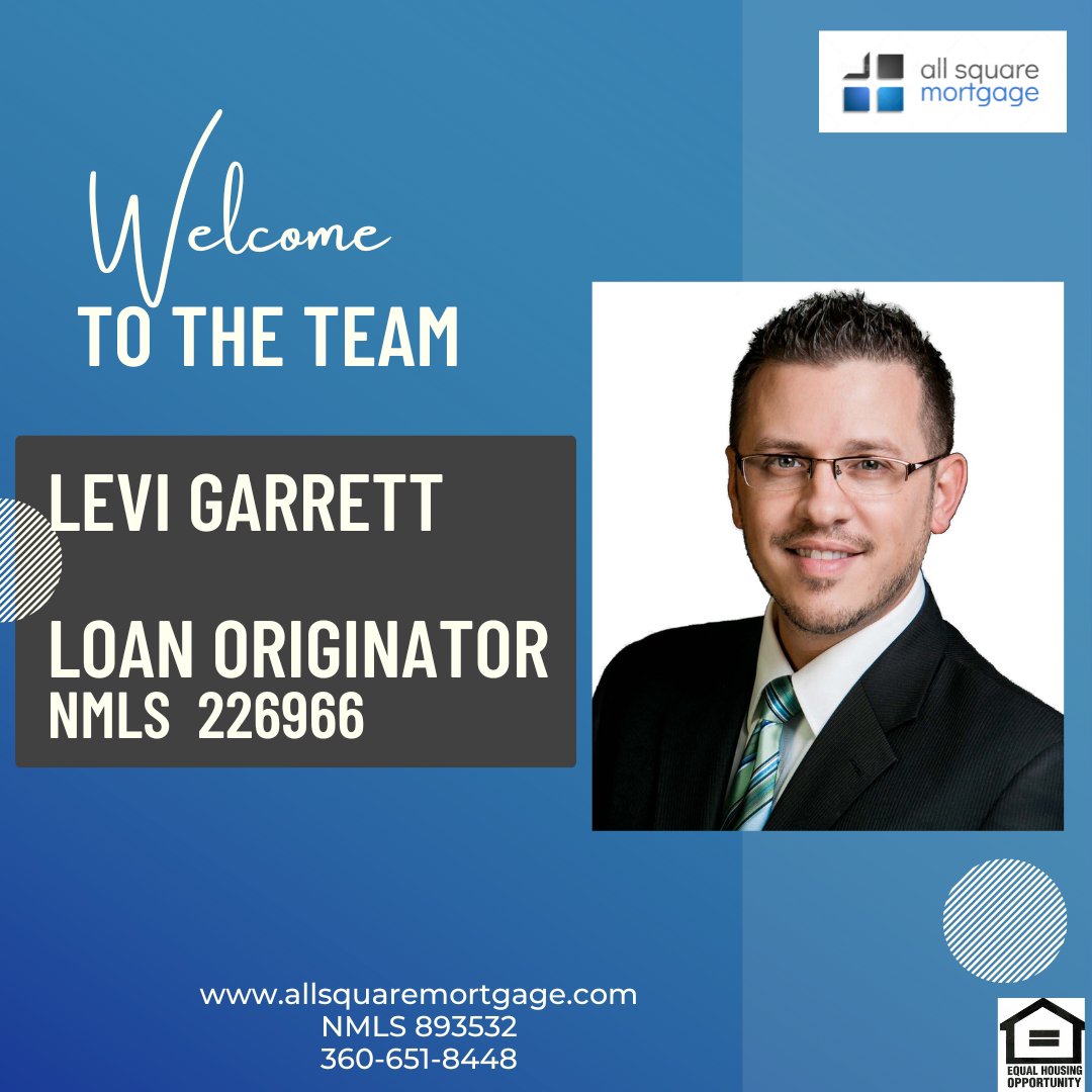 All Square Mortgage Inc. would like to welcome our newest Loan Originator, Levi Garrett to our Tacoma location! 

We cant wait to see what we will accomplish together and are so excited to have you on our team.