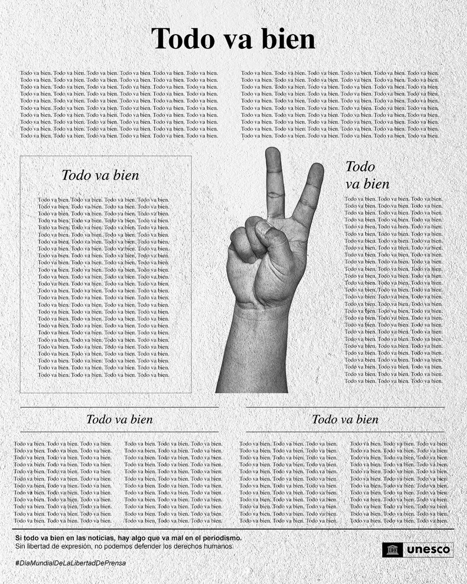 ONU_es's tweet photo. Si todo está bien en las noticias, hay algo que está mal en el periodismo.

La libertad de expresión y de prensa son derechos fundamentales.

Ahora, más que nunca, defendamos la verdad y la libertad de prensa.

Más sobre el Día de la #LibertadDePrensa: https://t.co/T5gq9Yb4IT https://t.co/GR26O7e5eK