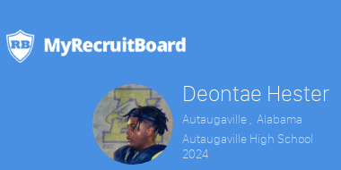 2024 Deontae Hester 
@deontaehester
Autaugaville , AL
Autaugaville high school 
<a href="/OhioFootball/">Ohio Football</a>
6'2", 267, 4.8
OT DT  
 myrecruitboard.com/#/athlete/f65e…
