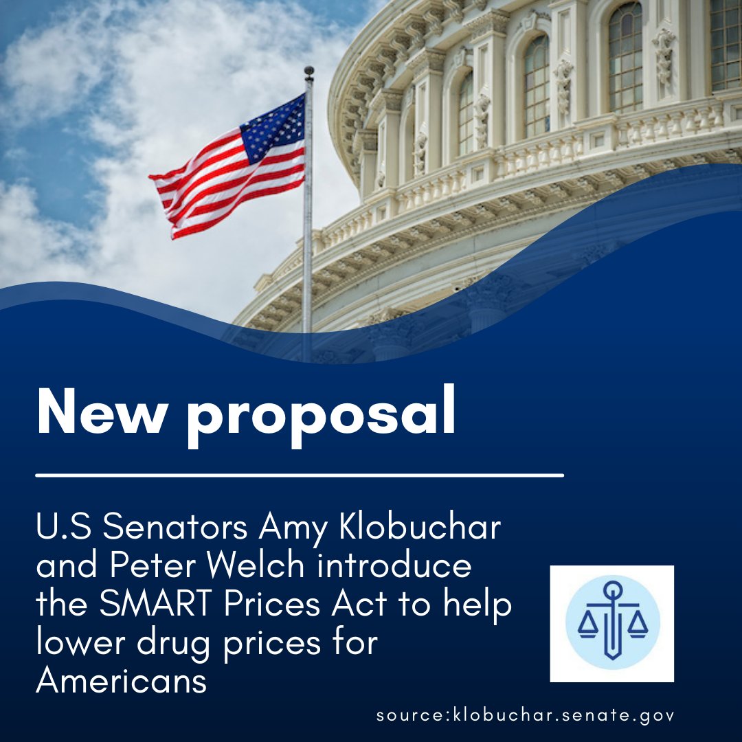 rxjusticegroup's tweet photo. 🚨New proposal alert! Learn about the SMART Prices Act proposed by Senators @amyklobuchar and @PeterWelch https://t.co/nsnEMKqc0V