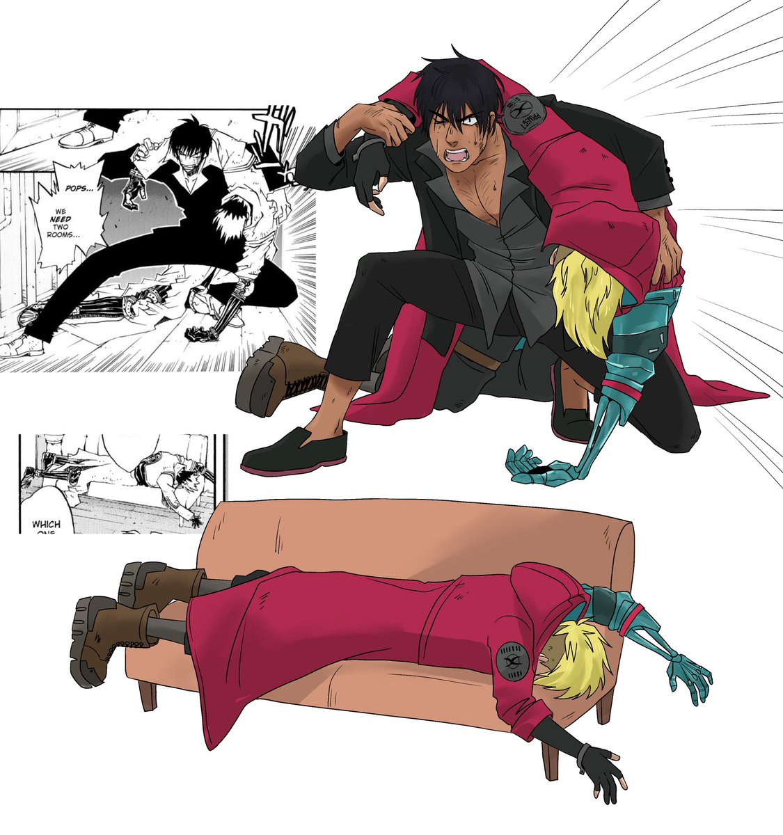 hootsweets's tweet photo. #trigun #TRIGUNSTAMPEDE #vashwood 
Some panel redraws 🥰 https://t.co/wQukAWJnEQ