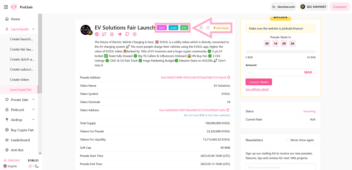 pinkecosystem's tweet photo. 👌Congratulations to the EV Solutions team for successfully obtaining the 🦺 #Safu badge for their #Fairlaunch.

📲 Operating in a decentralized space brings freedom but also a level of risk.

🚀 Check them out below: 

https://t.co/y1PO44SsIe

#BSC #BNB #BTC https://t.co/vsNEKgY0wv