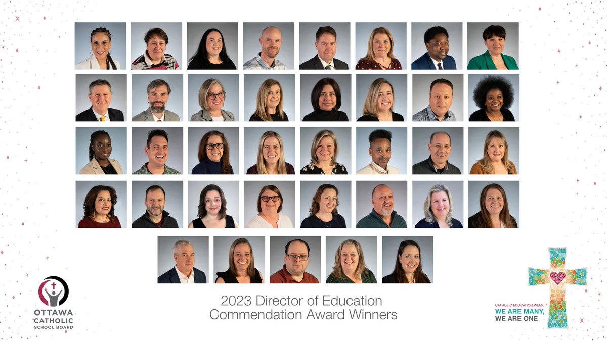 🎉 Congratulations to our 37 Director of Education Commendation Awards recipients! We're so pleased to honour you during this special week - Catholic Education Week. ✨Learn more about our amazing recipients: ocsb.ca/2023/05/02/cat… #CathEdWeek #CEW2023 #ocsbBeCommunity