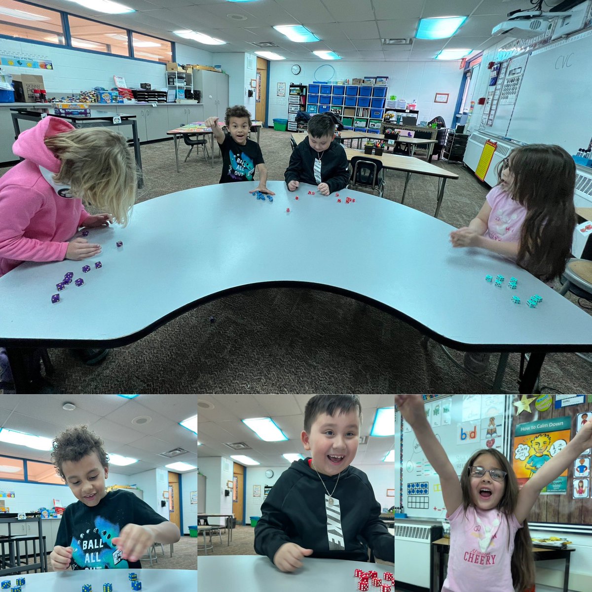 TomlinsonMary14's tweet photo. G is for game day! Our math time today was full of dice games. #Tenzi #Yahtzee @JenHawkins2305 @VV_Voyagers https://t.co/SgG9RWNgM3