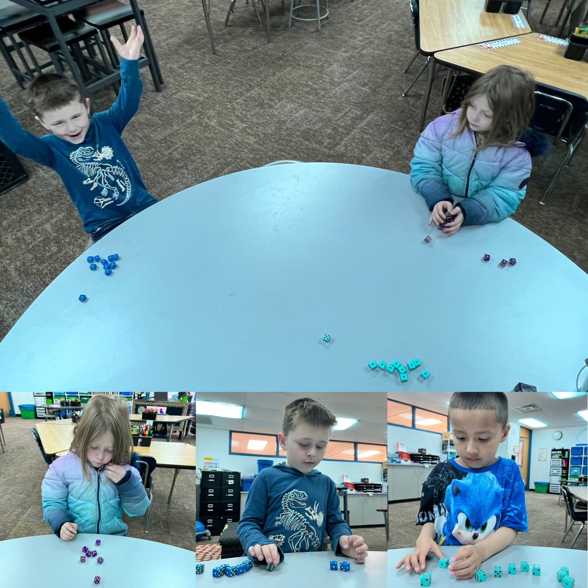 TomlinsonMary14's tweet photo. G is for game day! Our math time today was full of dice games. #Tenzi #Yahtzee @JenHawkins2305 @VV_Voyagers https://t.co/SgG9RWNgM3