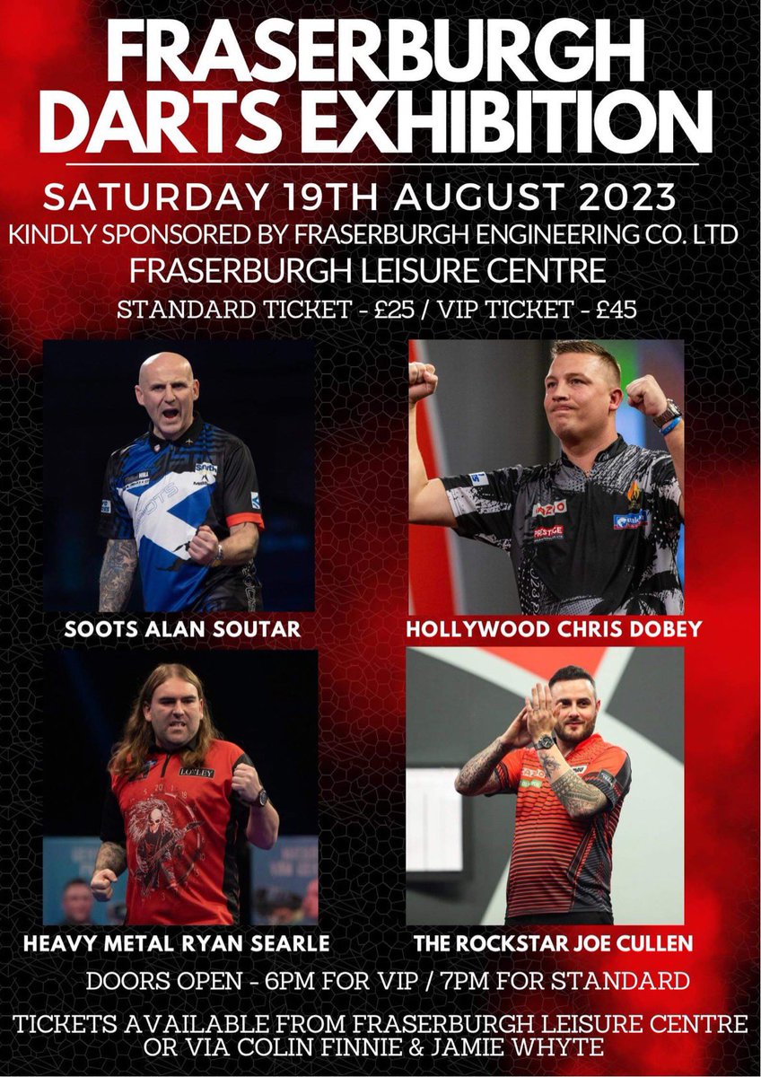 @soots180 @rockstar_13_ @HeavyMetal180 @Dobey180 Tables are going FAST! VIP tickets are tables of 10. VIP INCLUDES: 🎯 Front of venue table. 🎯 1 person from table to play a pro. 🎯 A free drink on arrival. 🎯 1 hour access before doors open. 🎯 Meet and greet