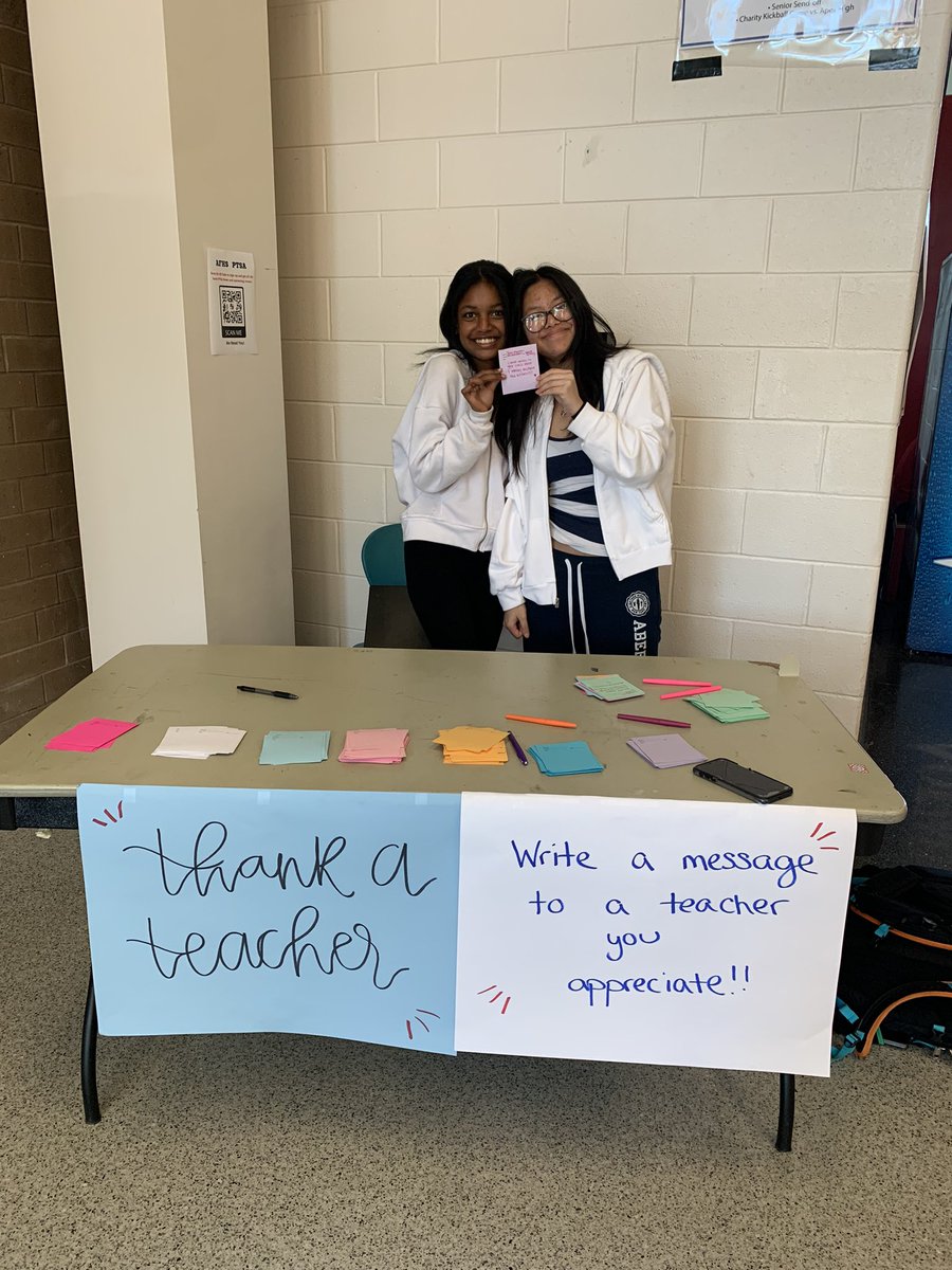 AFHS_Key_Club's tweet image. Big thanks to our awesome teachers at AFHS! Check your mailbox tomorrow for a surprise from our key club members!