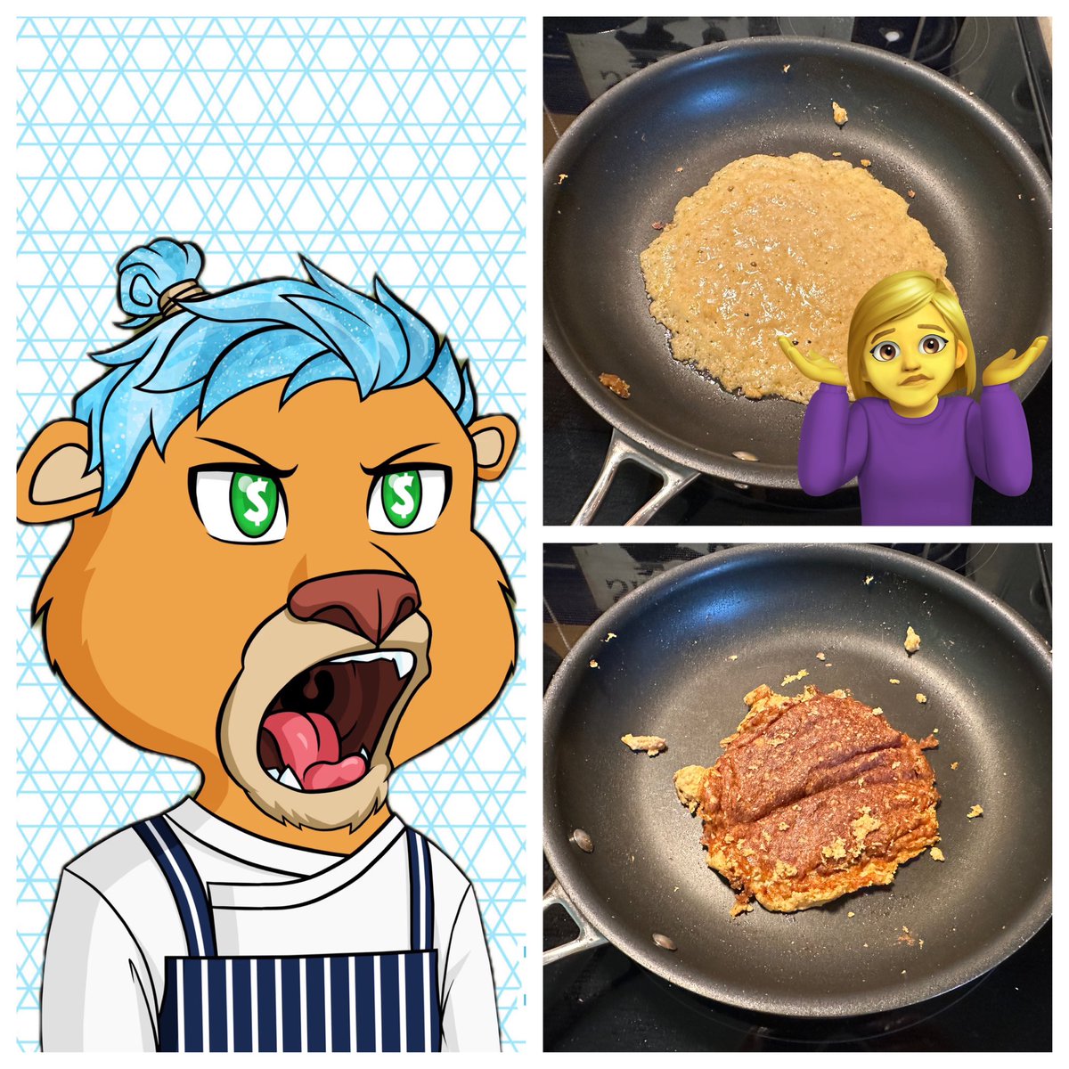 LazyCoCoLion's tweet photo. Welp, tried to make sweet potato 🍠 pancakes with almond flour but the consistency wasn’t quite right, still good flavour even if they looked like a hot mess. 😆 #ROAR https://t.co/UkOtk1OJuP