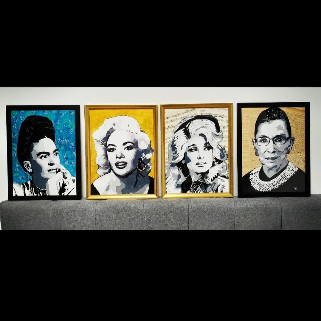 'Icons' 🖌🎨 #painting #fridakahlo #jaynemansfield #dollyparton #ruthbaderginsburg