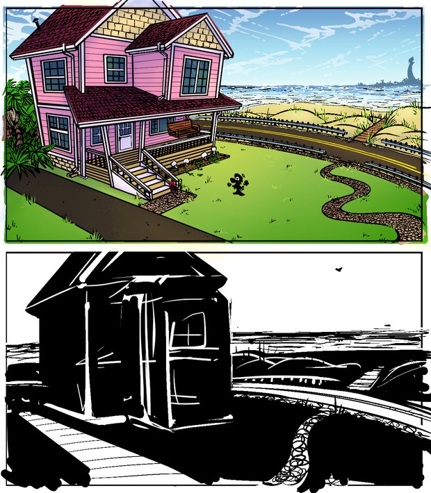 TropicalHeat_AD's tweet photo. We've had other projects at the forefront lately, but been coming back to Lovetap when there's time for it! 

QT's house is outside an area known as The 'Burbs. We're looking for upper southern east coast beach vibes, which is a descriptor that makes sense in the US, promise. https://t.co/AtQocGwZuF