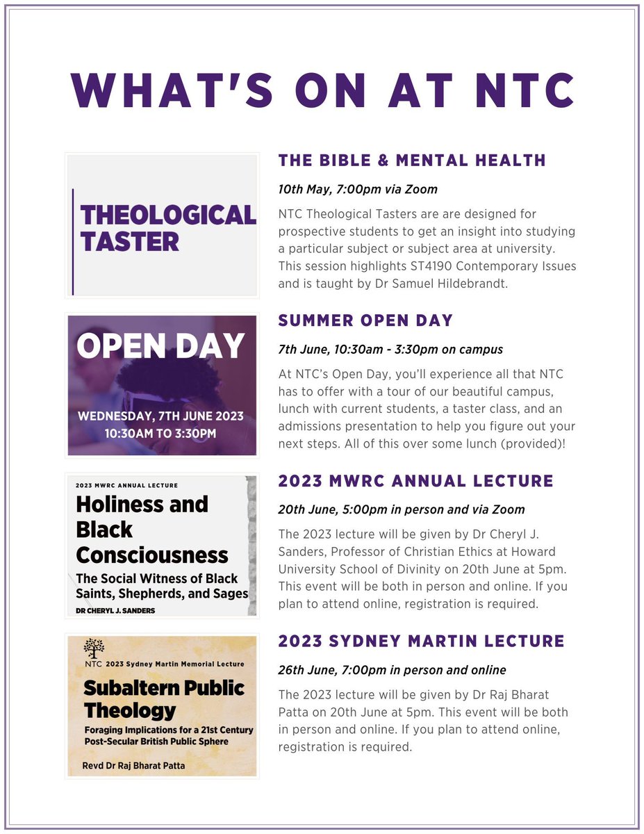 NTC_Manchester's tweet photo. Mark your diaries! Here's what's on at NTC in May and June 2023. Please join us for one or all of these events by booking in at the links in our bio. We look forward to see you there!

#openevents #publiclectures #openday #tasterclass #myntc #discoverntc https://t.co/vxBYqYMxEj