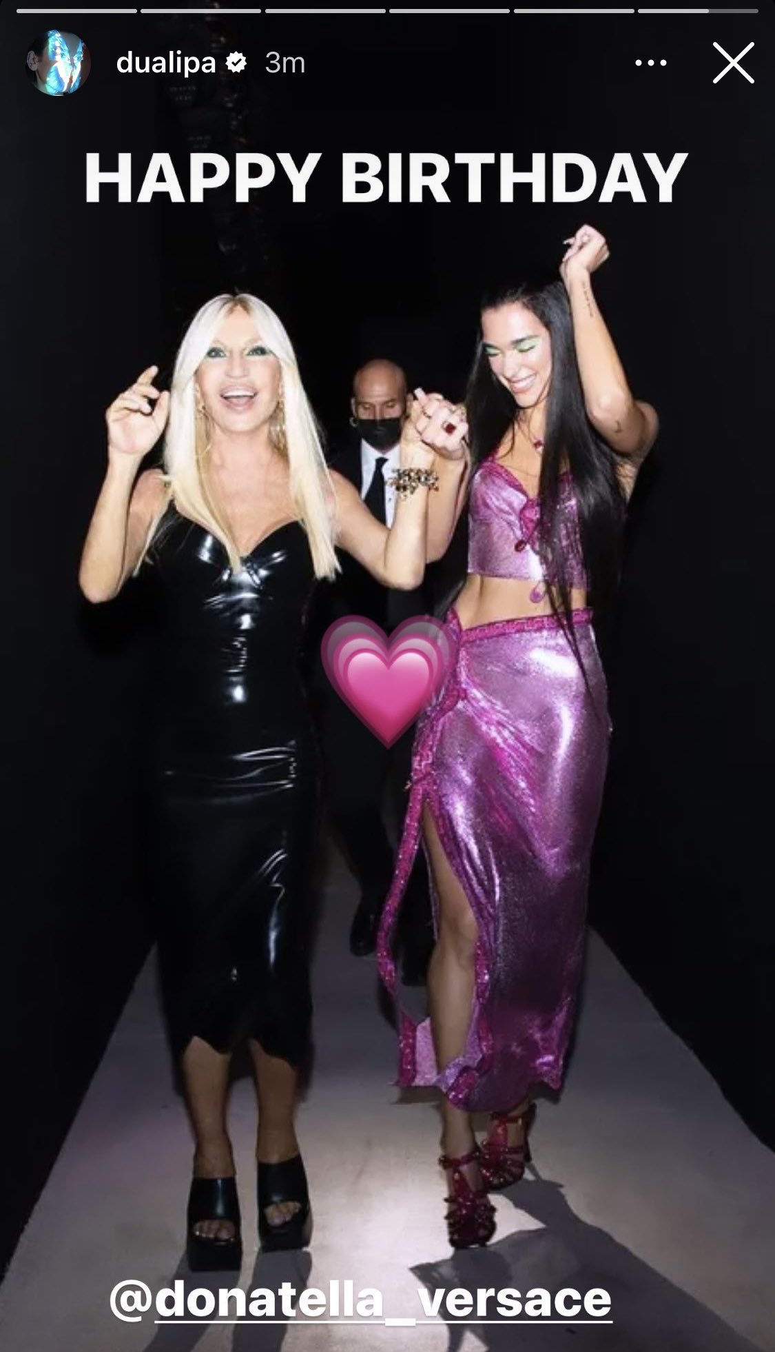 Dua Lipa wishing Donatella Versace a Happy Birthday via Instagram Stories! 