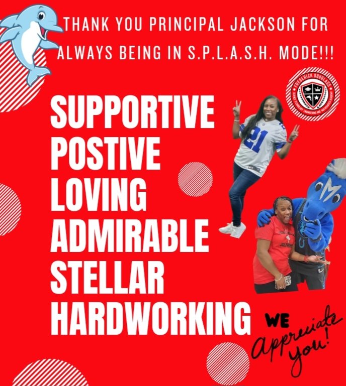 📣Principal Jackson we appreciate all that you do at Douglass!🥰 We are DOLPHINITELY lucky to have you!!🐬💦❤️🙏🏆 @SMYLES83 @ACEDallasISD @L_G_Hdz #SPLASH