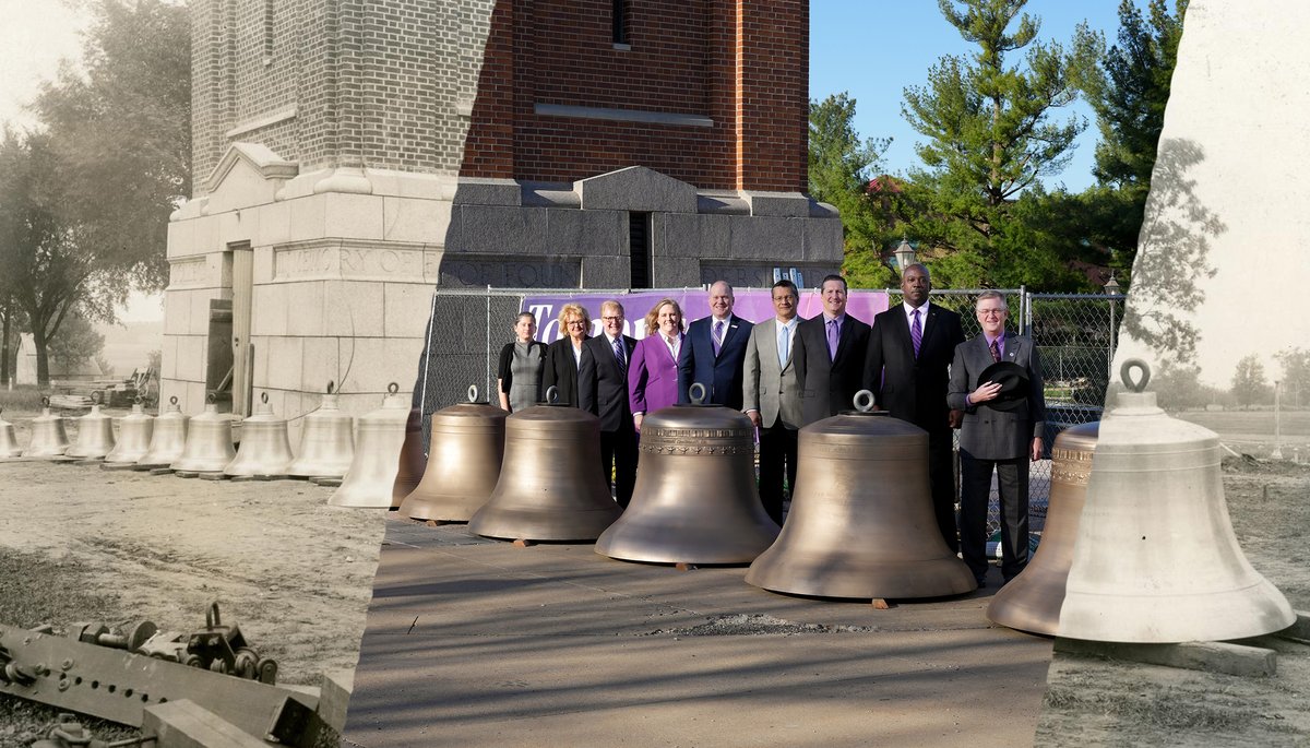 GiveToUNI's tweet photo. Then and now: exact location, bells, and beautiful campus just captured almost 100 years apart! @presidentatuni 🕰️ 💜

👉 Learn more at at https://t.co/glfGoLIZtB.

#unicampanile #tbt #picturerecreation https://t.co/iT9lrzuvSN
