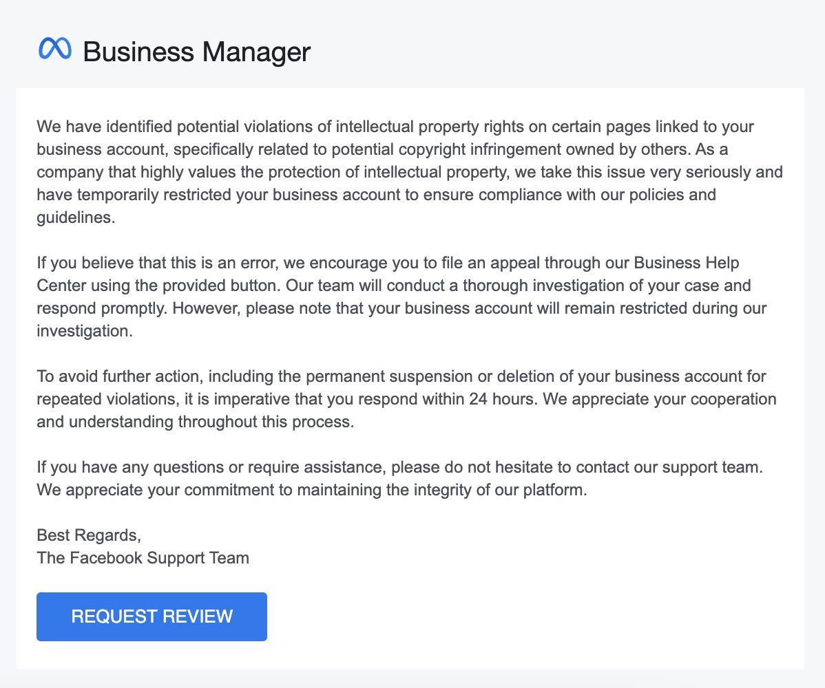 Some clever phishing happening against <a href="/facebook/">Facebook</a> business page users right now... be careful. #phishing