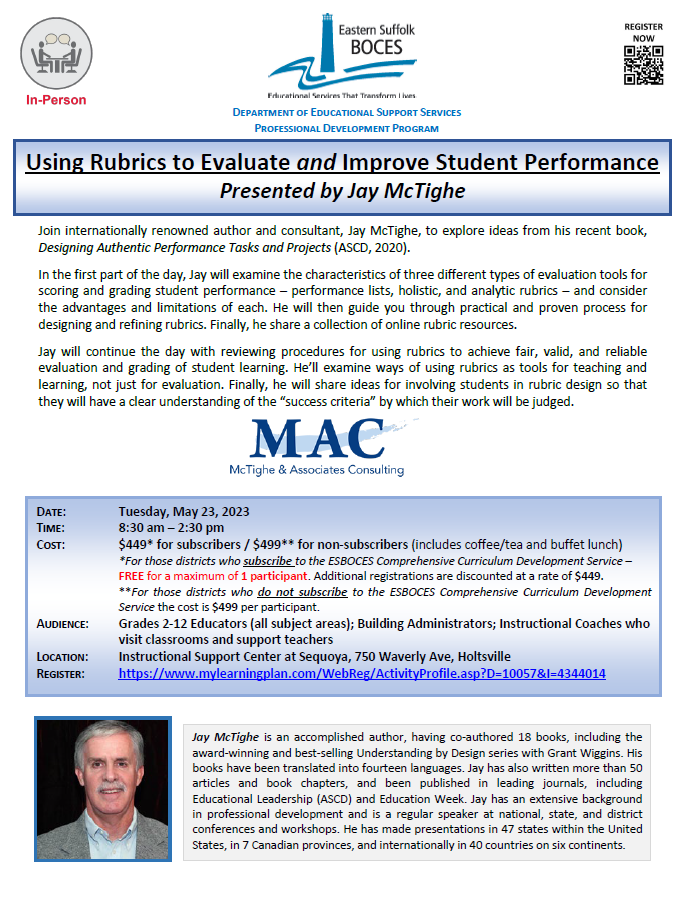 5/23-Using Rubrics to Improve Student Performance
click here to register:mylearningplan.com/WebReg/Activit…