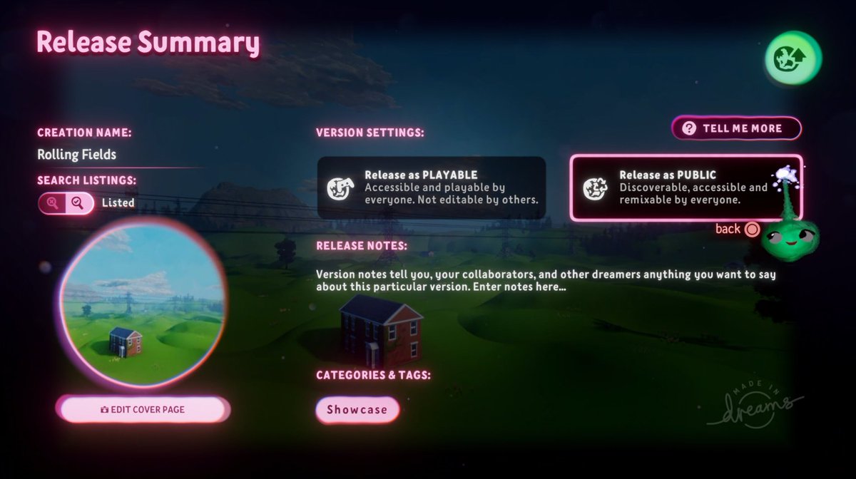 Something I've been thinking about for a while before the server migration; I've been considering making all my creations remixable. But since this cannot be reversed, it's giving me hesitation. (1/2)
#MadeInDreams #DreamsPS4