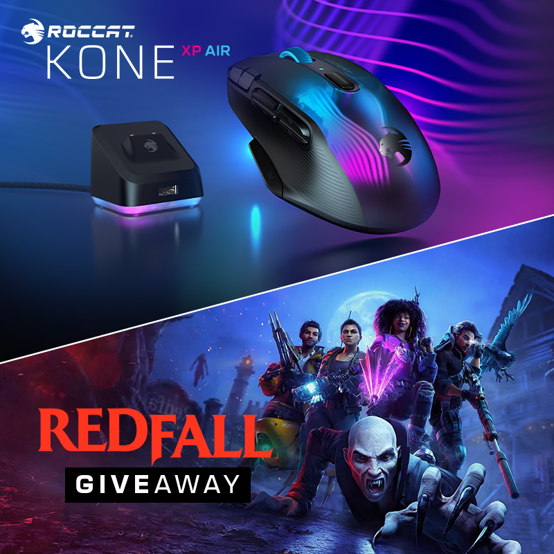 Redfall has arrived! 🧛

To celebrate, we're giving away a copy of the game and a Kone XP Air 🖱️ 

To enter, simply follow @ROCCAT, like and retweet this post and tag a friend in the comments 👇