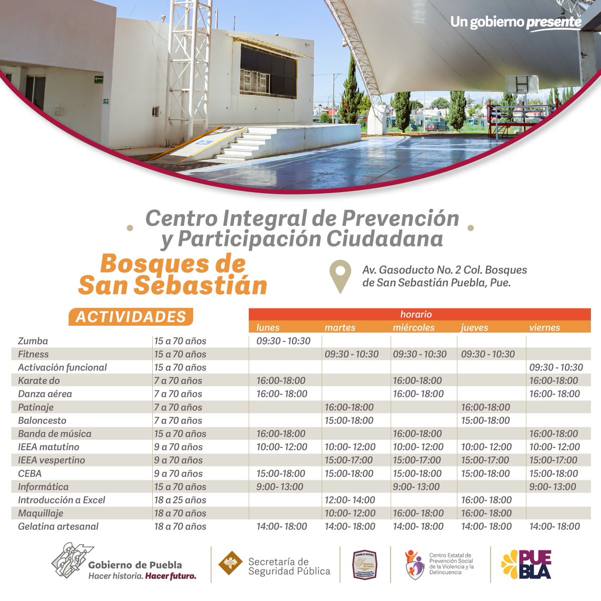 CECSNSPue's tweet photo. #HagámosloJuntos | El #CIPPC Bosques de San Sebastián te espera con las puertas abiertas ¡Acércate a disfrutar de todas las actividades!
📍 Blvrd del Gasoducto # 2, Bosques de San Sebastián, 72310 Puebla, Pue.
#PrevenciónParaPuebla https://t.co/c6GjY0bNwi