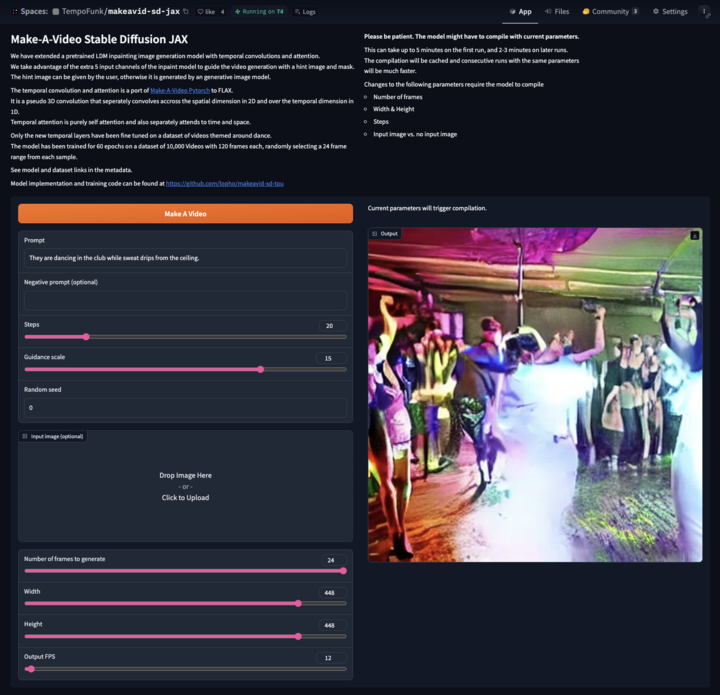 Do you want to generate videos from text? 🍿🎥 
A team from JAX Diffusers sprint has trained a model to do so! 🤩💜 
Play with it here 👉  huggingface.co/spaces/TempoFu…
A better model is in cooking too! 🧑‍🍳 <a href="/lopho/">Lopho 👁️👄👁️</a>