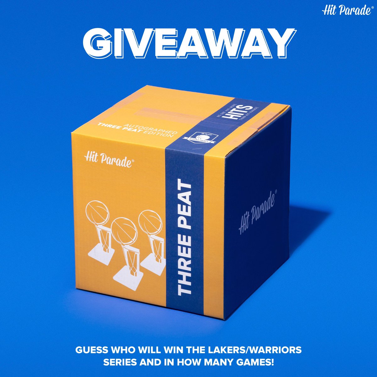 hpcollect's tweet photo. 🚨Giveaway 🚨

To enter:
• Follow us 
• RT this tweet
• Guess correctly who will win the Lakers/Warriors series AND in how many games!!

One winner who guesses correctly will win a Three Peat box! https://t.co/gv1OfeJqhl