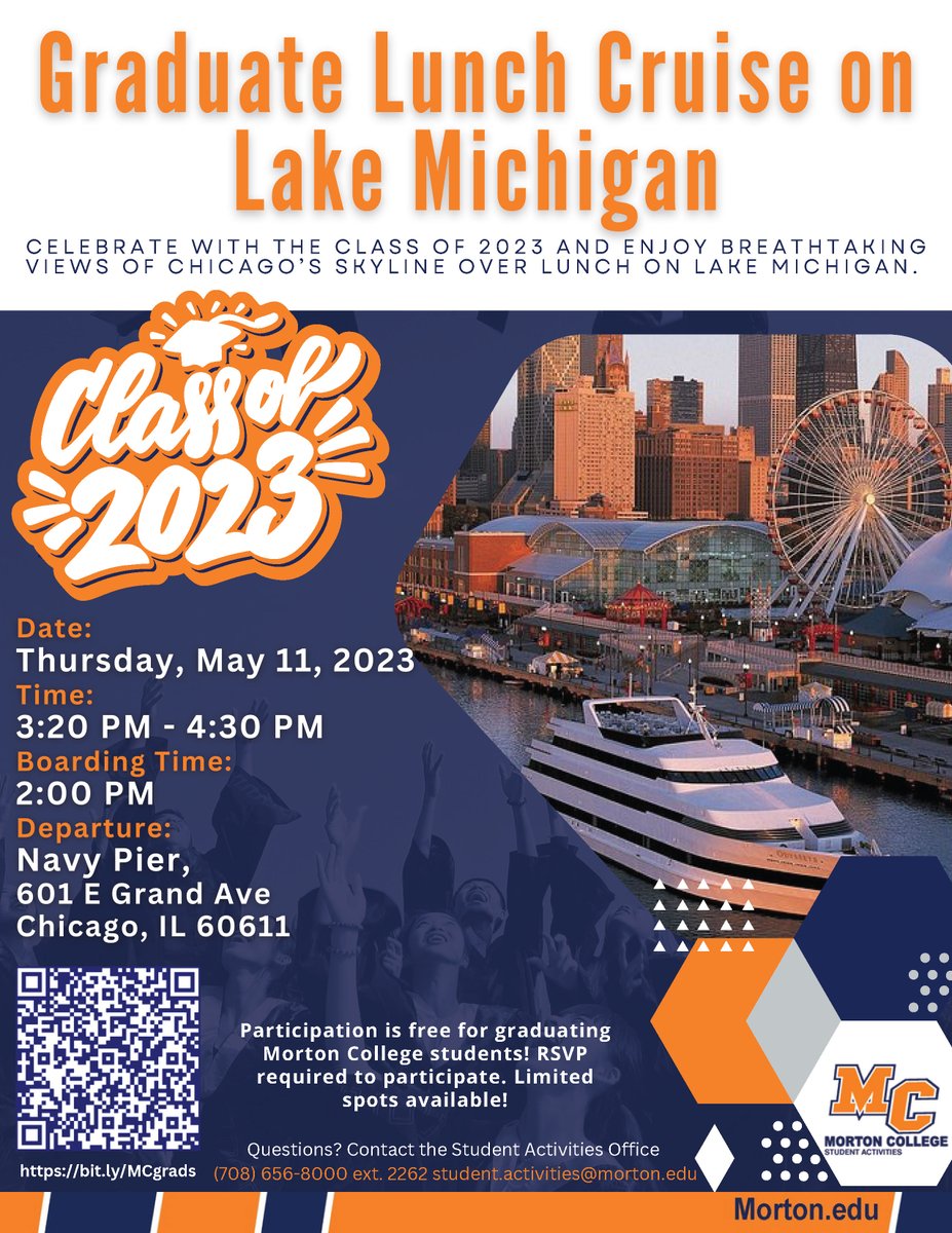 Stan Fields (@stanfieldsmc) on Twitter photo It's time to Celebrate Class of 2023! Come join us on 5/11 for the breathtaking views of Chicagoโs Skyline over lunch! ๐ Participation is free for graduating MC students! Limited spots are available, so RSVP. Questions? Contact SA) at student.activities@morton.edu. It's time to Celebrate Class of 2023! Come join us on 5/11 for the breathtaking views of Chicagoโs Skyline over lunch! ๐ Participation is free for graduating MC students! Limited spots are available, so RSVP. Questions? Contact SA) at student.activities@morton.edu.