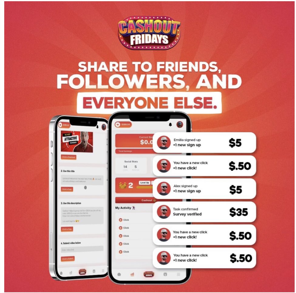 CjNewbon's tweet photo. Cashout Fridays is the best way to make money online. 

Earn $25 if you join with my code: CHAR4237 or you can click this link below! 💰 

https://t.co/WjfxMqumlI 

#CashoutFridays #COF #COFEarnTrain #COFCOF https://t.co/oUBAOoO3Cu