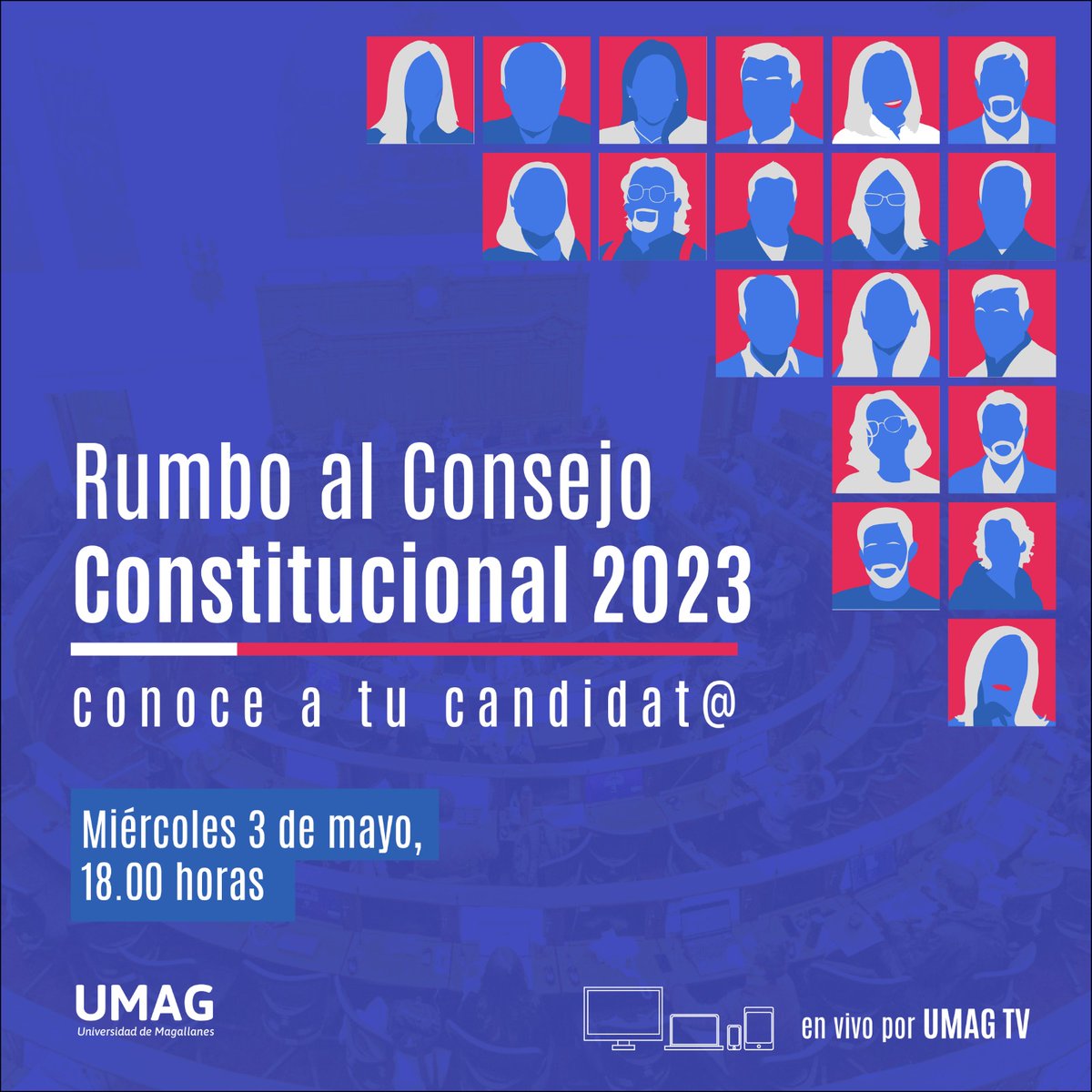 udemagallanes's tweet photo. No te pierdas este miércoles 3 de mayo a partir de las 18 horas, nuestro especial Elecciones por @umagtv. Candidat@s a la Convención Constitucional presentarán sus principales propuestas. En vivo por Canal 33 cable de TV Red y https://t.co/ZNgzkFadhg #puq https://t.co/uGNyvrrI7H