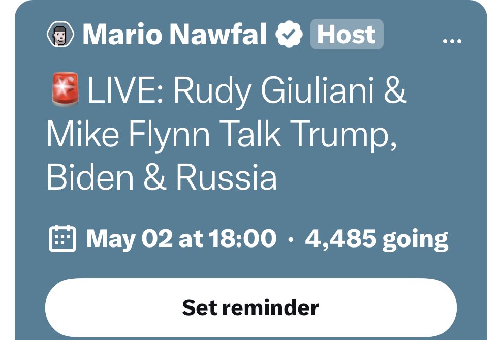 NHSouthernGirl's tweet photo. Updated guest list. It will now be a twofer-Flynn NAD Rudy Giuliani. Lol. https://t.co/G1dtn9g5cJ