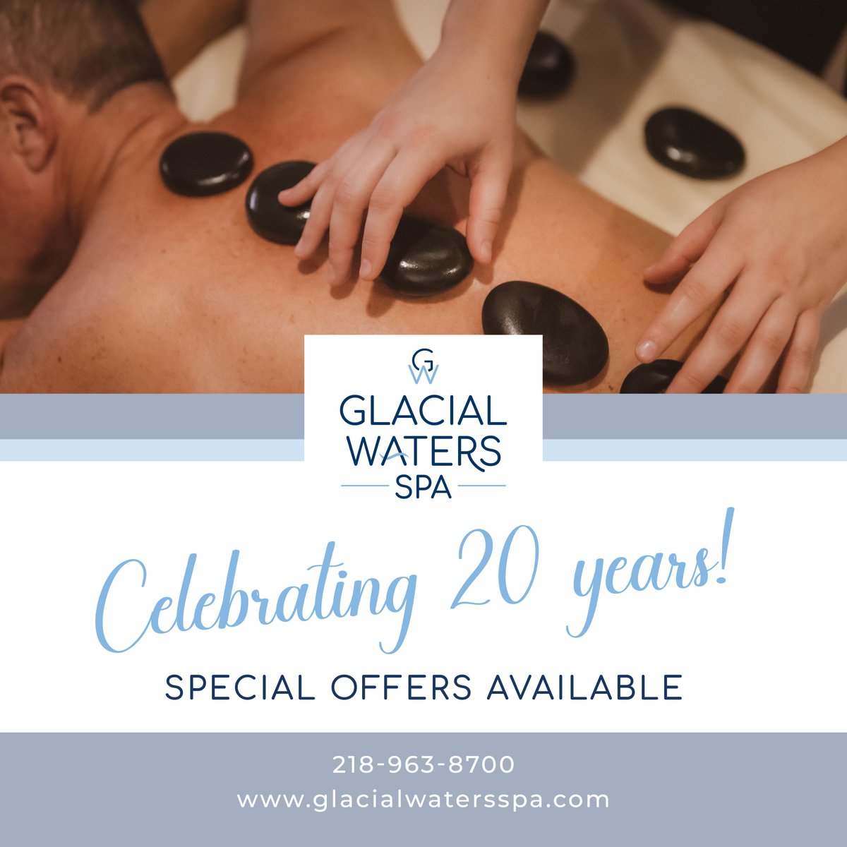 Time flies when you're having fun!

May 15 - June 15 the Glacial Waters Spa is celebrating 20 years of success with special offers and upgraded services!

✅Learn more and book appointments here: ow.ly/aIRE50O9Utt