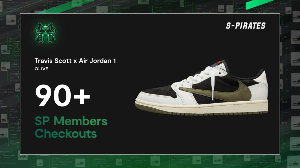 Travis Scott x AJ 1 "Olive" ✅ SP Success 

— Members Result: 90+ Checkouts

🔁 Random RT get Lifetime Membership