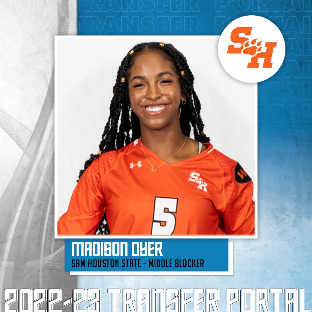𝗜𝗻 𝗧𝗵𝗲 𝗣𝗼𝗿𝘁𝗮𝗹

✏️: Madison Dyer
🏐: Middle Blocker
🎓: Sophomore
📍: Sam Houston State

#CollegeVBTransfers | #NCAAWVB