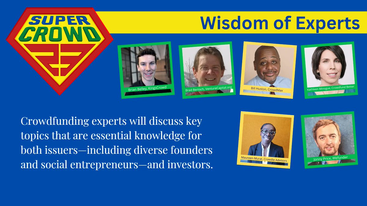 Devin D. Thorpe (@devindthorpe) on Twitter photo At #SuperCrowd23, we're excited to have <a href="/brianbelley/">Brian Belley</a> <a href="/KingsCrowdinc/">Kingscrowd</a> <a href="/crowdieadvisors/">Crowdie Advisors</a> <a href="/crowd_max/">Crowd-Max Publishing</a> <a href="/billhuston11/">Bill Huston</a> @venturecap_org <a href="/jonnycprice/">Jonny Price</a> <a href="/wefunder/">Wefunder</a> <a href="/kathleenminogue/">Kathleen Minogue</a> <a href="/crowdfundbetter/">Crowdfund BetterĀ®</a> share the Wisdom of Experts.
thesupercrowd.com
#ImpactCrowdfunding #DiverseFounders At #SuperCrowd23, we're excited to have <a href="/brianbelley/">Brian Belley</a> <a href="/KingsCrowdinc/">Kingscrowd</a> <a href="/crowdieadvisors/">Crowdie Advisors</a> <a href="/crowd_max/">Crowd-Max Publishing</a> <a href="/billhuston11/">Bill Huston</a> @venturecap_org <a href="/jonnycprice/">Jonny Price</a> <a href="/wefunder/">Wefunder</a> <a href="/kathleenminogue/">Kathleen Minogue</a> <a href="/crowdfundbetter/">Crowdfund BetterĀ®</a> share the Wisdom of Experts.
thesupercrowd.com
#ImpactCrowdfunding #DiverseFounders