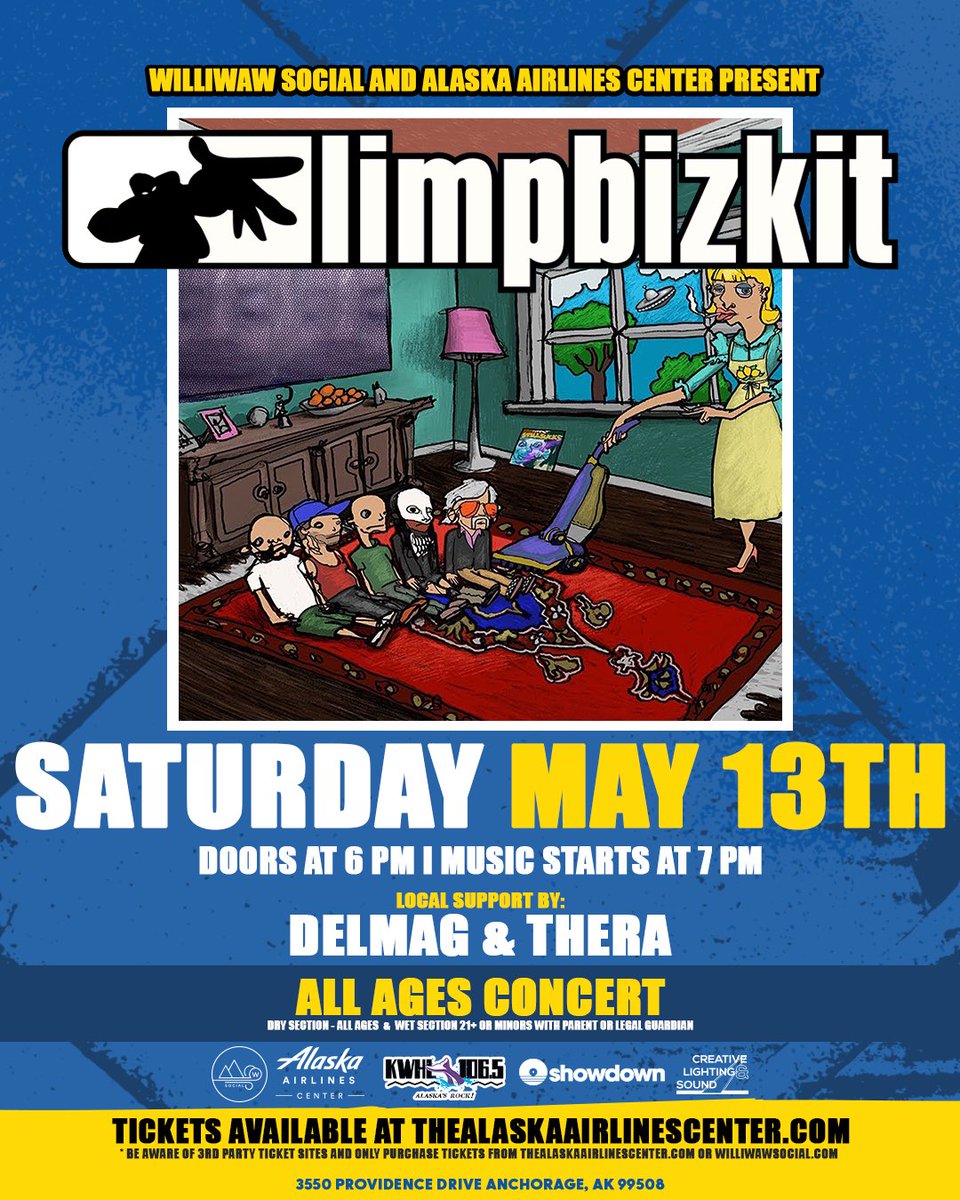 WilliwawSocial's tweet photo. @limpbizkit is all about Family Values, so here’s your reminder that the Dry section is ALL AGES!
Plus the Wet section is 21+ AND minors with a parent or legal guardian.  
So no matter who you want to experience this night of legendary bangers. https://t.co/tMPqV10UAn