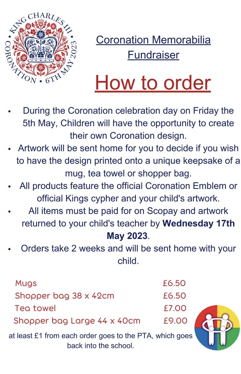 We are looking forward to giving our Primary community the opportunity to purchase a unique Coronation keepsake with your child’s artwork on! 👑🇬🇧 💛💙❤️💚 @KbaPrimary <a href="/KBAPriHouseComp/">Primary House Comps</a> <a href="/KBAHouseHeroes/">KBAPrimaryHouseHeroes</a> <a href="/MrsUnderwood8/">Abbie Underwood</a>