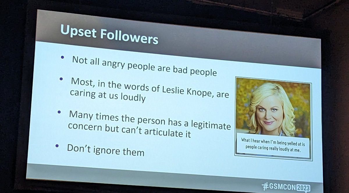 tinaphan's tweet photo. Embracing Negative Engagement to Build Relationships @jbrownsocial @danielleirogers #GSMCON2023: You can't build trust if you don't respond!  When your community sees you replying to comments, they see you being kind, empathetic &amp;listening to  concerns. This humanizes your agency https://t.co/9WJbj5Z5iW