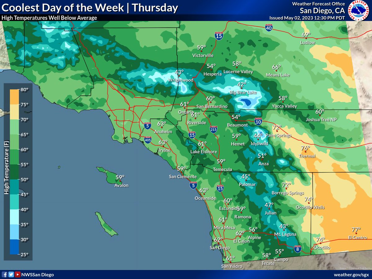 NWS San Diego on Twitter "Here comes the rain again 🎵 A cold spring