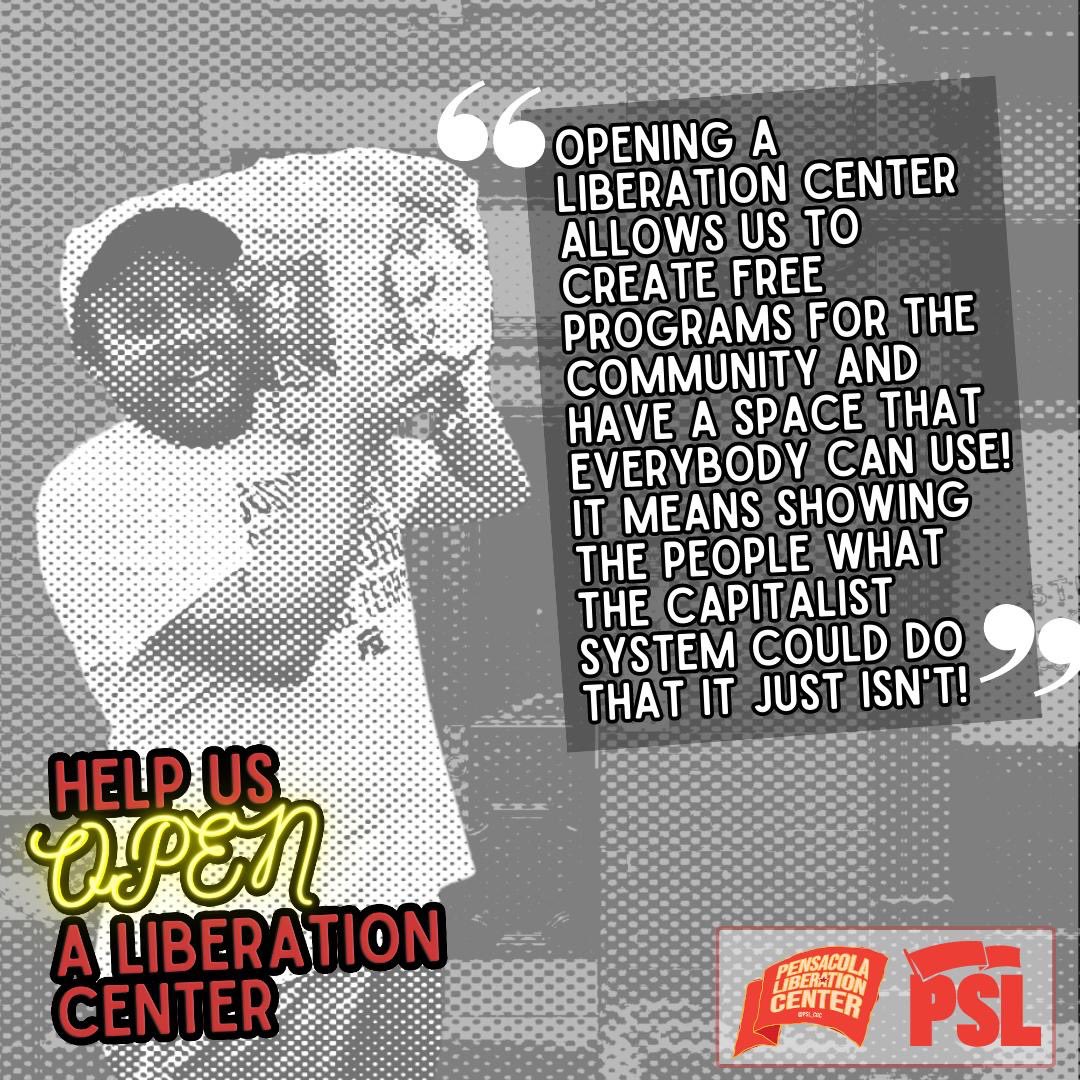 PSLCGC's tweet photo. Exciting news!
The PSL Central Gulf Coast branch is very close to opening up a Liberation Center here in Pensacola! A Liberation Center would allow us to have a space for political education, family-centered events and many other services for our community. But we need your help! https://t.co/JDKy1eretr