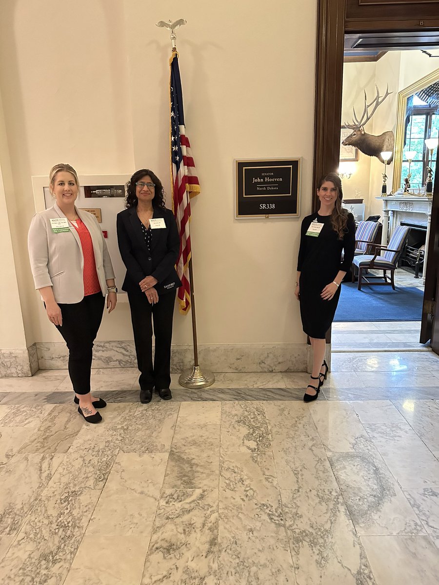 Dr. Gaba, Dr. Parish &amp; I met with <a href="/SenatorHoeven/">John Hoeven</a> and Ty during the #ASCOAdvocacySummit &amp; discussed 
➡ Admin burden relief/prior authorization reform
➡ Banning copay accumulator programs
➡ Sustainable cancer research funding
THANK YOU for your ongoing support!