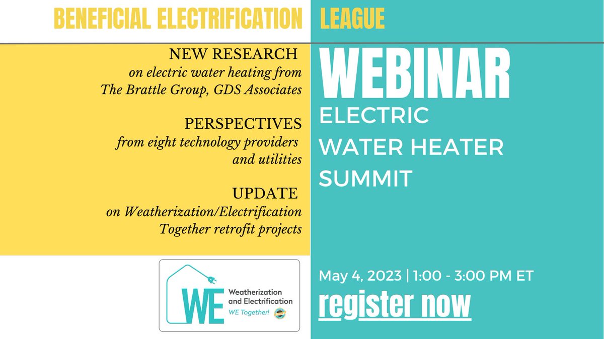 Looking forward to a ROBUST 💪💪discussion of water heating technology at our May 4 Electric Water Heater Summit. <a href="/GREnergyNews/">Great River Energy</a>, <a href="/LaPlataElectric/">LPEA</a>, <a href="/PowerArmada/">Armada Power</a>, <a href="/AquantaInc/">Aquanta Inc.</a>, <a href="/AOSmithHotWater/">A. O. Smith</a>, <a href="/TheSteffesGroup/">The Steffes Group</a>, <a href="/rheem_water/">Rheem Water Heating</a>. Deets: be-league.org/events/
